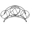 PS03MT0009b Arched black galvanised steel plant stand with three tiered planter holders and decorative scrollwork. Rust-resistant, powder-coated finish creates a striking multi-level display for gardens or patios.