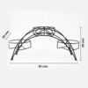PS03MT0009c Arched black galvanised steel plant stand with three tiered planter holders and decorative scrollwork. Rust-resistant, powder-coated finish creates a striking multi-level display for gardens or patios.