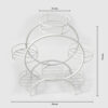 PS06MT0016e Ferris wheel-inspired white galvanised steel plant stand with five circular tiers around a bold round frame. Rust-resistant, powder-coated finish creates a striking multi-plant display centerpiece.