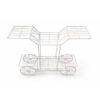 PS06MT0017b Whimsical white galvanised steel plant cart with wheel-shaped accents and five staggered tiered shelves. Rust-resistant, powder-coated finish adds decorative, vintage-inspired charm to garden or patio plant displays.
