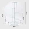 PS07MT0019e Tall white galvanised steel plant stand with five staggered half-round shelves in a zigzag layout. Rust-resistant, powder-coated finish makes it ideal for displaying multiple plants in a compact footprint.