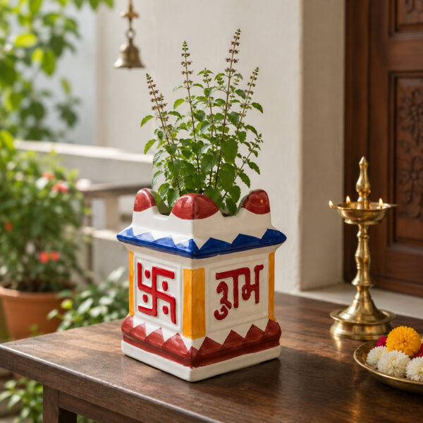 Traditional Ceramic Tulsi Pot – A Sacred touch of Elegance