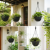 8 inches Round | Black Hanging Pot | Plastic Hanging Pot | Lightweight and Sturdy | Suitable for Indoor / Outdoor and can be hanged in Balcony, Courtyard, Window, Porch, Garden