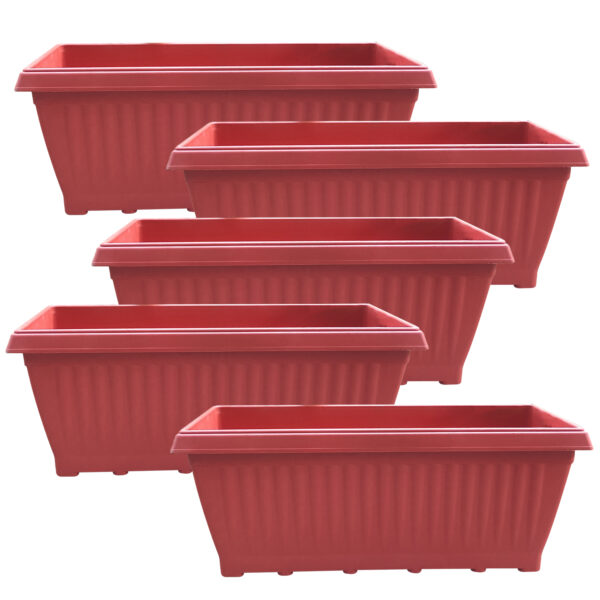 POPW000818BN5 18 inches Rectangular Window Pot | Plastic Planter with drainage holes | Lightweight and Sturdy | Ideal at Window Sil for growing small flowering plants and Shrubs