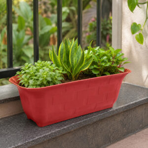 20 inches Rectangular | Brown Designer Pot | Plastic Rectangular Planter with stylish tapered edges | Stylish, Elegant and Cute | Ideal at Window Sil for growing small flowering plants and Shrubs