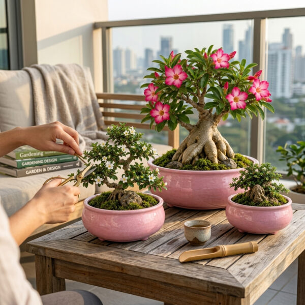 POC0091-c Cute, Plain Glaze Ceramic Bonsai Planters | Set of 3
